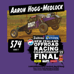 574 Aaron Hogg-Medlock ORANZ NZ Offroad Racing Championship 2025 FINAL tee shirt - All colours, all sizes Design