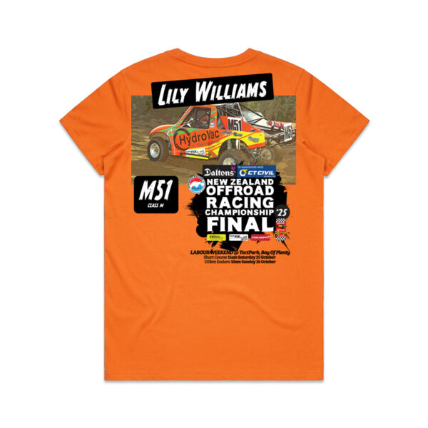 M51 Lily Williams ORANZ Final Ladies Tee - Most Sizes - All Colours - Quality Guaranteed Thumbnail