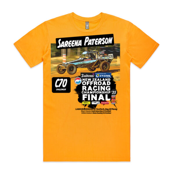 C70 Sareena Paterson Event Tee Shirt ORANZ Finals 2025 - All colours - All Sizes - Mens Shirt Thumbnail