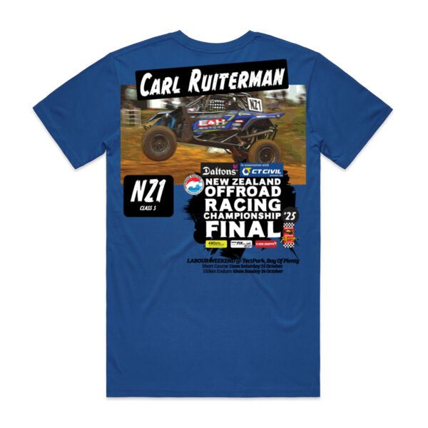 NZ1 Carl Ruiterman ORANZ NZ Offroad Racing Championship 2025 FINAL tee shirt - All colours, all sizes Thumbnail