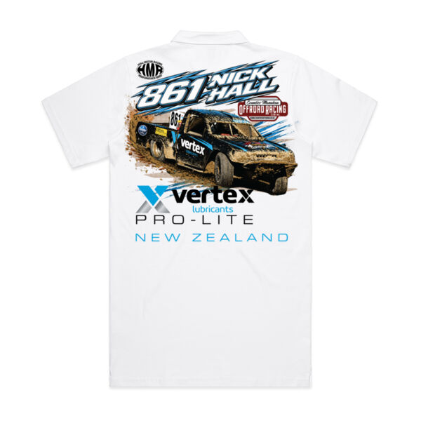 861 Nick Hall Vertex Lubricants Polo - HMR and Counties Logo - White - All Sizes - Quality Guaranteed Thumbnail