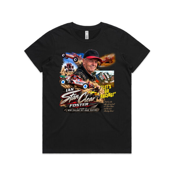 The Ian 'Stan Clear' Foster tribute tee - Ladies Black Tee - all sizes - quality guaranteed Thumbnail